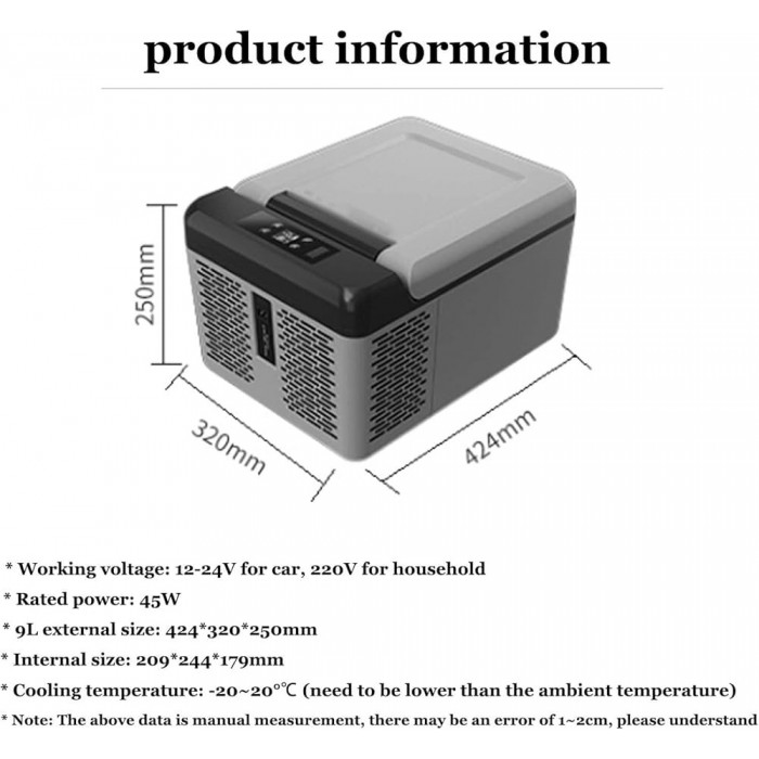 ثلاجة صغيرة محمولة من Alpicool C9 10 كوارت (9 لتر) 12 فولت ثلاجة مجمد للسيارة، او الشاحنة  للقيادة والسفر وصيد الأسماك في الهواء الطلق مع usb