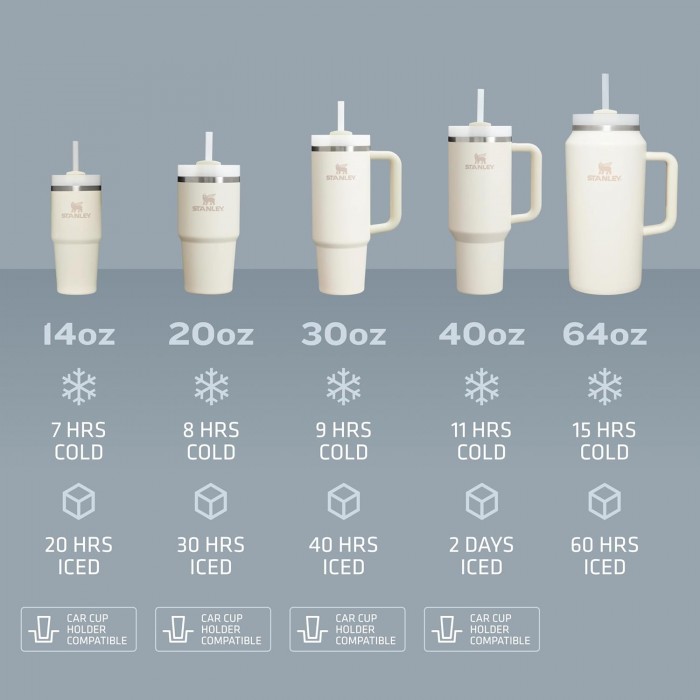 كوب Stanley Quencher H2.0 FlowState المصنوع من الفولاذ المقاوم للصدأ معزول بالفراغ مع غطاء وقشة للمياه والشاي المثلج أو القهوة والعصائر والمزيد، فلينت، 40 أونصة